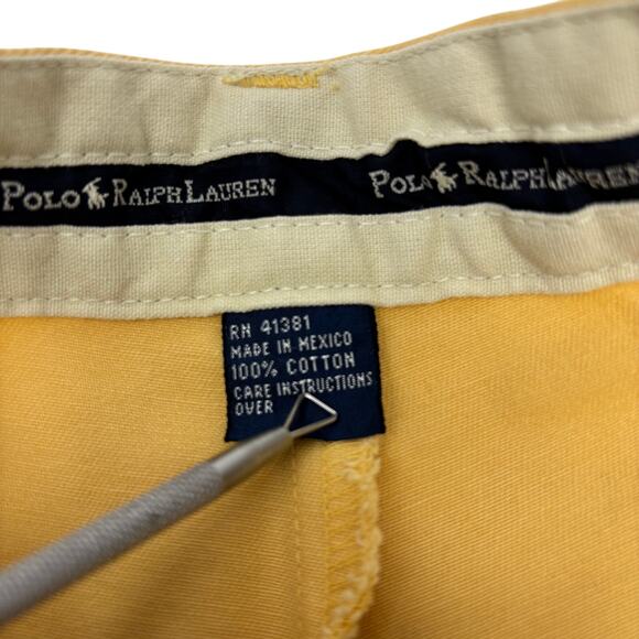 Polo Ralph Lauren Sz36 Solid Yellow 100% Cotton Chino Shorts - Picture 3 of 6
